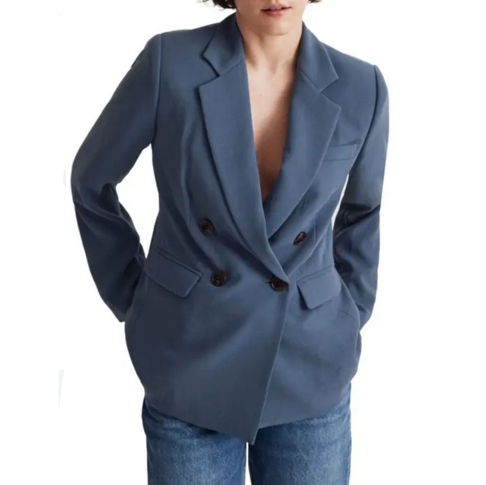 Madewell Blue Double-Breasted Blazer
